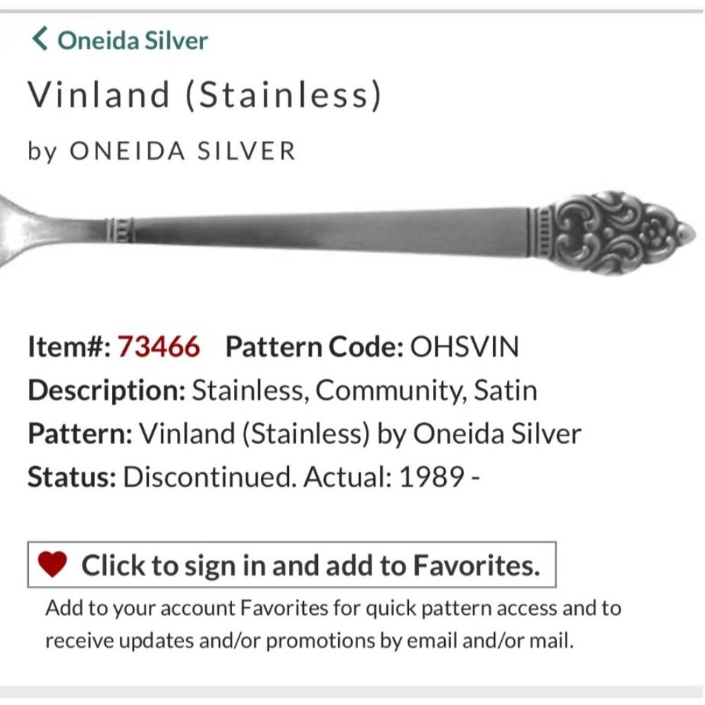 Oneida silver community Vinland Stainless Steel table Spoon